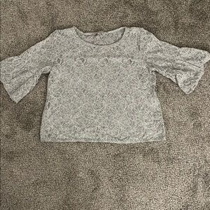 LOFT Floral Lace Blouse - Soft Gray